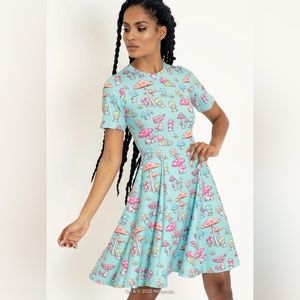 Blackmilk Nintendo Toads Aqua Evil Tee Dress Medium